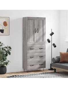 Credenza Grigio Sonoma 69,5x34x180 cm in Legno Multistrato