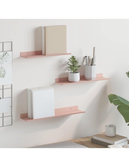 Scaffale da parete con lo scaffale 3 pcs Rosa 40 x 9 x 2,5 cm
