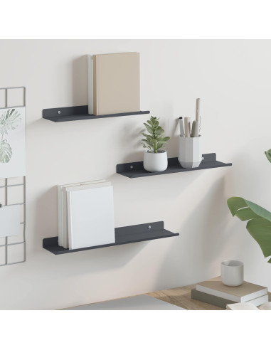 Scaffale da parete 3 pcs Antracite 40 x 9 x 2,5 cm