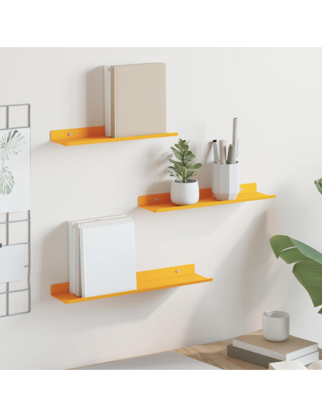 Scaffale da parete 3 pcs Giallo senape 40 x 9 x 2,5 cm