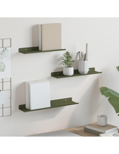Scaffale da parete 3 pcs Verde oliva 40 x 9 x 2,5 cm