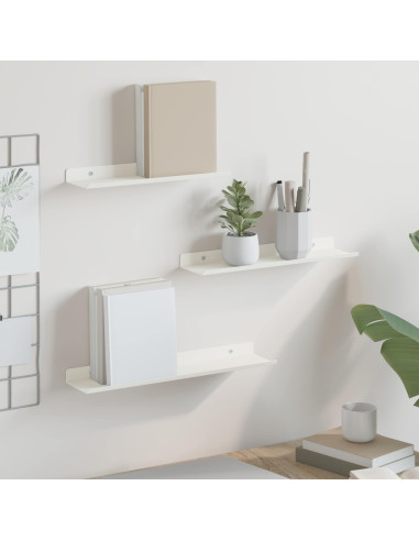 Scaffale da parete con lo scaffale 3 pcs Bianco 40 x 9 x 2,5 cm