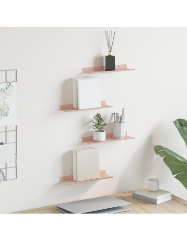 Scaffale da parete con lo scaffale 4 pcs Rosa 30 x 9 x 2,5 cm
