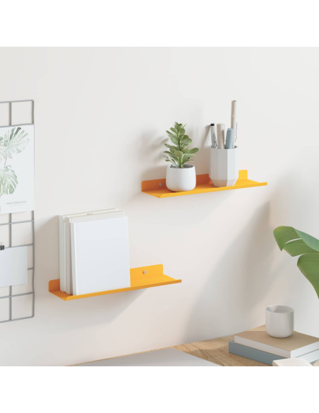 Scaffale da parete 2 pcs Giallo senape 30 x 9 x 2,5 cm