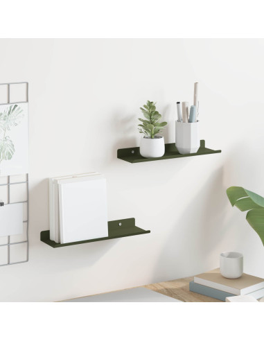 Scaffale da parete 2 pcs Verde oliva 30 x 9 x 2,5 cm
