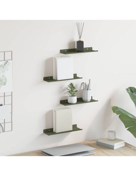Scaffale da parete 4 pcs Verde oliva 30 x 9 x 2,5 cm