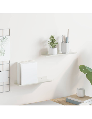 Scaffale da parete con lo scaffale 2 pcs Bianco 30 x 9 x 2,5 cm