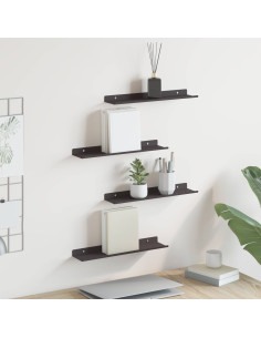 Scaffale da parete con lo scaffale 4 pcs Nero 40 x 9 x 2,5 cm