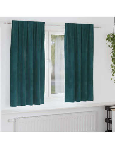 Tende oscuranti 2 pcs Verde Scuro 140 x 175 cm Velluto