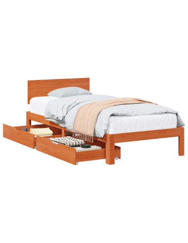 Struttura del letto 3 pcs Marrone cerato Legno di Pino Massello