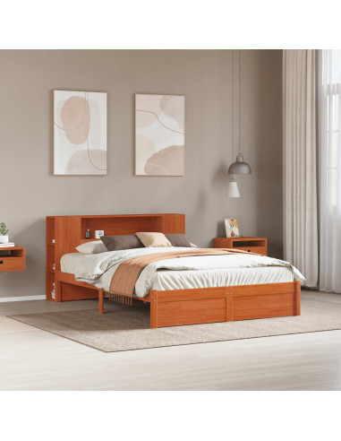 Struttura del letto con testiera contenitore Marrone cerato