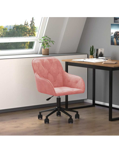 Sedia Girevole da Ufficio Rosa in Velluto