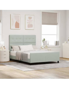 Letto a molle con testiera Grigio chiaro 160 x 200 cm Velluto