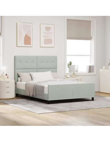 Letto a molle con testiera Grigio chiaro 160 x 200 cm Velluto