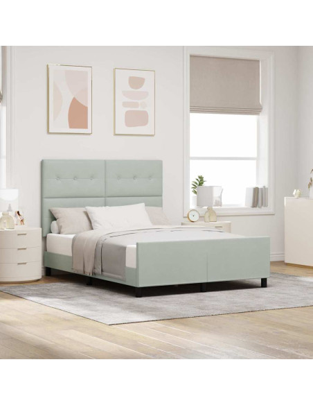 Letto a molle con testiera Grigio chiaro 160 x 200 cm Velluto