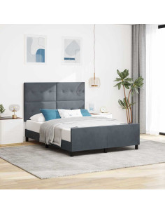 Letto a molle con testiera Grigio scuro 160 x 200 cm Velluto