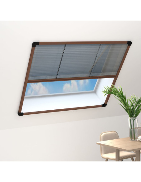 Zanzariera Plissettata Finestre in Alluminio Marrone 120x120 cm