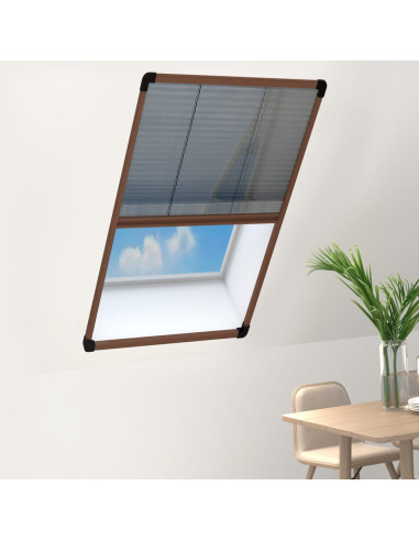 Zanzariera Plissettata Finestre in Alluminio Marrone 80x160 cm
