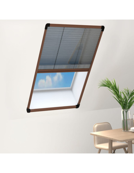 Zanzariera Plissettata Finestre in Alluminio Marrone 80x160 cm
