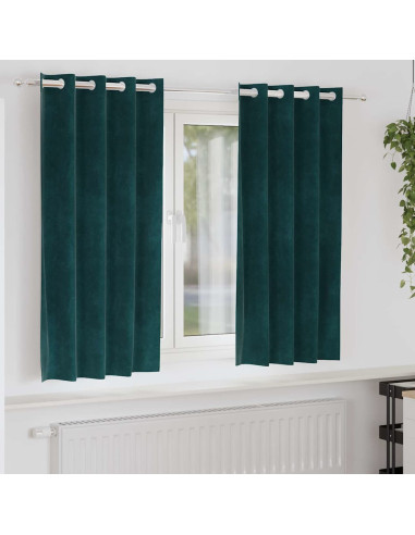 Tende oscuranti 2 pcs Verde Scuro 140 x 175 cm Velluto
