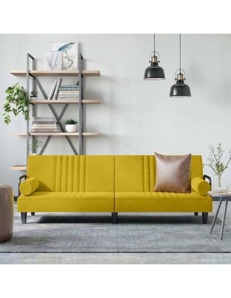 Divano Letto con Braccioli Giallo in Velluto