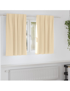 Tende Blackout con Anelli 2 pcs Crema 140 x 140 cm Poliestere