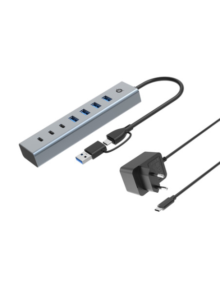 Conceptronic HUBBIES20GP hub di interfaccia USB 3.2 Gen 1 (3.1 Gen 1) Type-C 5000 Mbit/s Grigio