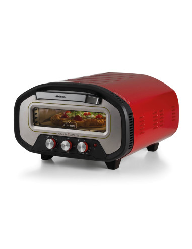 Ariete 3901 Da Gennaro, Forno per pizza, 2200W, Temperatura 430°C, 2 minuti di cottura, Pietra refrattaria, Rosso
