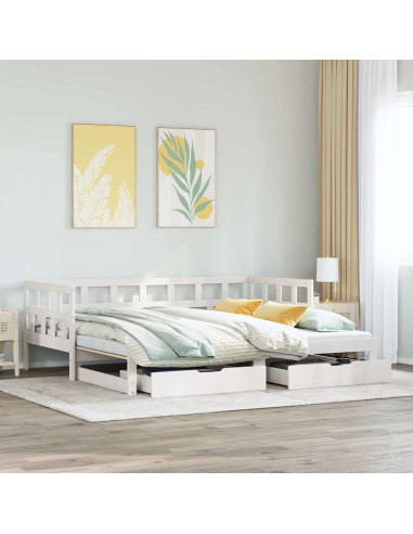 Letto Estraibile con Cassetti senza Materasso Bianco 80x200 cm