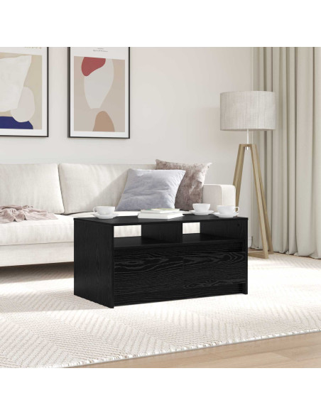 Tavolino da salotto con cassetto Rovere Nero 90 x 50 x 45 cm