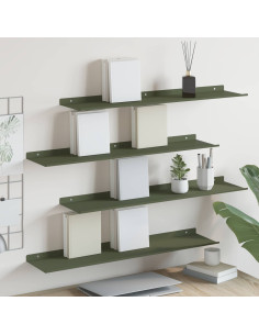 Scaffale da parete 4 pcs Verde oliva 80 x 18 x 2,5 cm