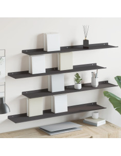 Scaffale da parete con lo scaffale 4 pcs Nero 100 x 18 x 2,5 cm