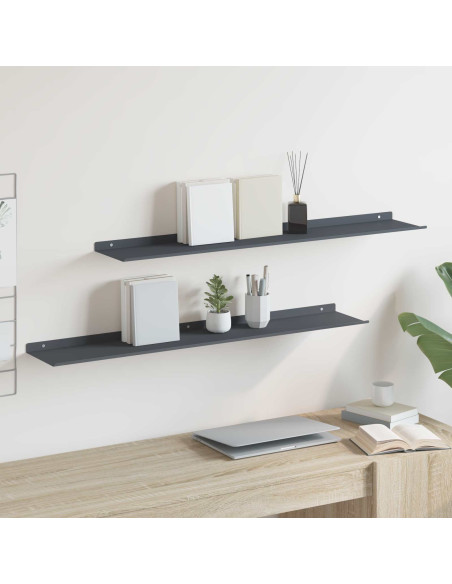 Scaffale da parete 2 pcs Antracite 100 x 18 x 2,5 cm
