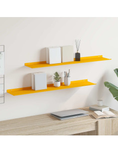 Scaffale da parete 2 pcs Giallo senape 100 x 18 x 2,5 cm