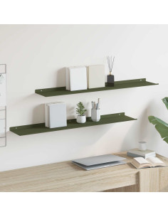 Scaffale da parete 2 pcs Verde oliva 100 x 18 x 2,5 cm