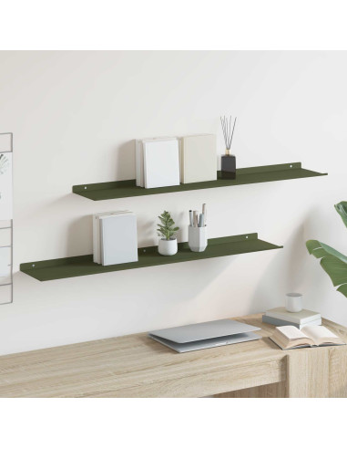 Scaffale da parete 2 pcs Verde oliva 100 x 18 x 2,5 cm