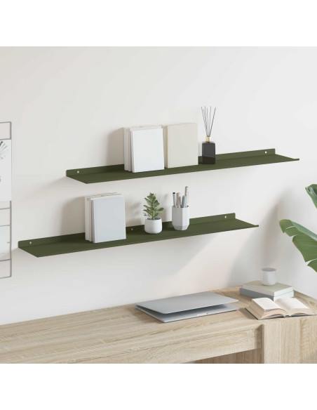 Scaffale da parete 2 pcs Verde oliva 100 x 18 x 2,5 cm