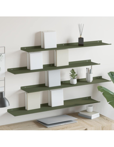 Scaffale da parete 4 pcs Verde oliva 100 x 18 x 2,5 cm