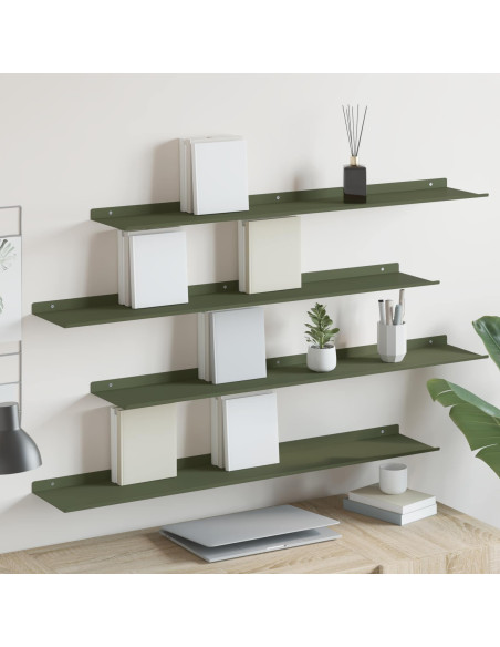 Scaffale da parete 4 pcs Verde oliva 100 x 18 x 2,5 cm