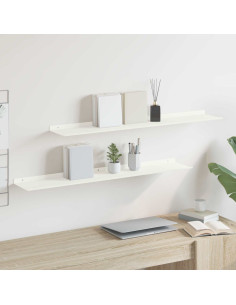 Scaffale da parete 2 pcs Bianco 100 x 18 x 2,5 cm