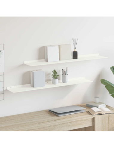 Scaffale da parete 2 pcs Bianco 100 x 18 x 2,5 cm