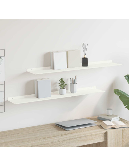 Scaffale da parete 2 pcs Bianco 100 x 18 x 2,5 cm