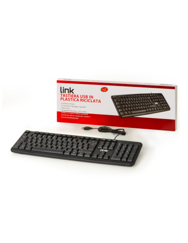 LINK TASTIERA ITALIANA USB 108 TASTI COLORE NERO IN ECOPLASTICA