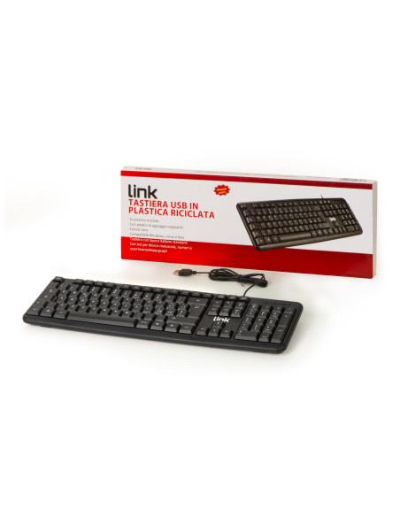 LINK TASTIERA ITALIANA USB 108 TASTI COLORE NERO IN ECOPLASTICA