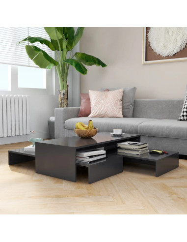 Set Tavolini Estraibili Grigio 100x100x26,5cm Legno Multistrato