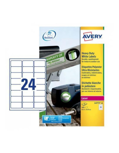 ETIC. POLIESTERE BIANCO 63 5X33 9