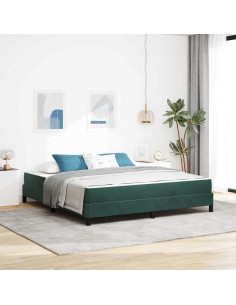 Letto a molle con materasso Verde Scuro 180 x 220 cm Tessuto
