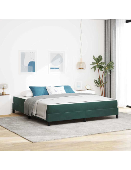 Letto a molle con materasso Verde Scuro 180 x 220 cm Tessuto