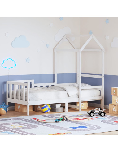 Dormeuse con Tetto 80x200 cm Bianco in Legno Massello di Pino