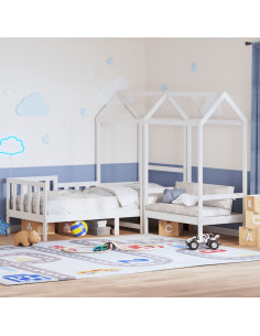 Set Dormeuse e Panca con Tetto Bianco 80x200cm Massello Pino